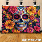 1 large sugar skull flower party banner - Mexican Day of the Dead