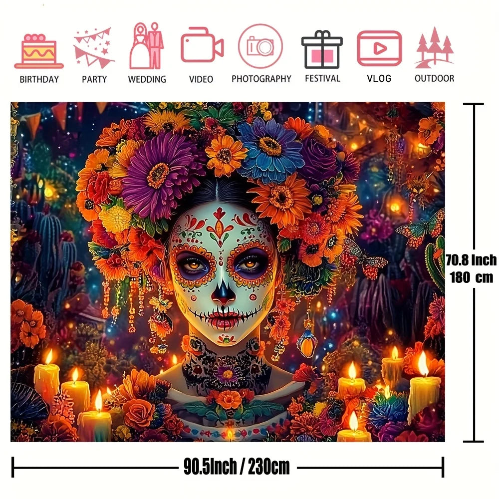 1 brightly colored Day of the Dead wall decoration