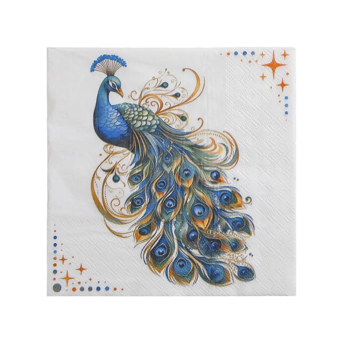 Vintage Blue Peacock Printed Napkins