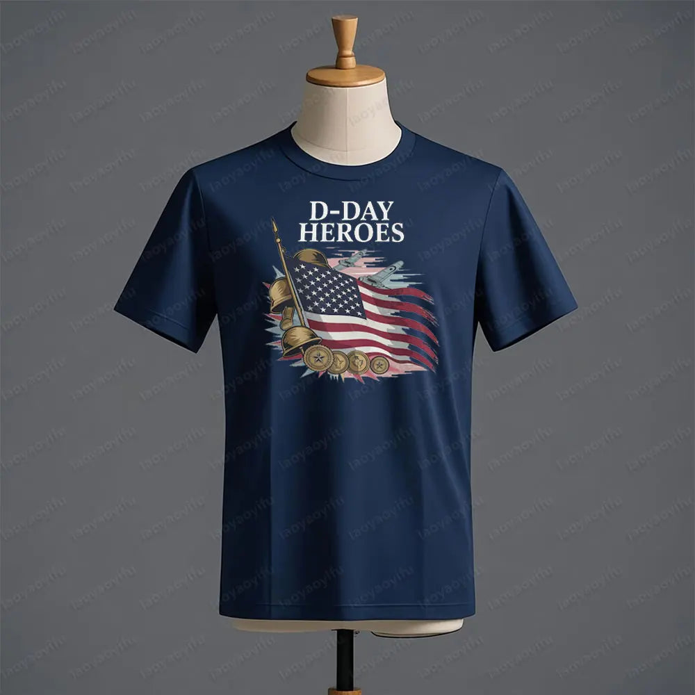 D Day Heroes T Shirt American Flag WW2 Tshirt