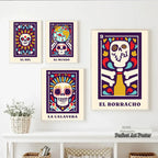 Mexican Skeleton Wall Art Canvas Painting Day of The Dead