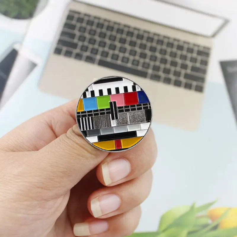 Vintage TV Pin No Signal Lapel Pin