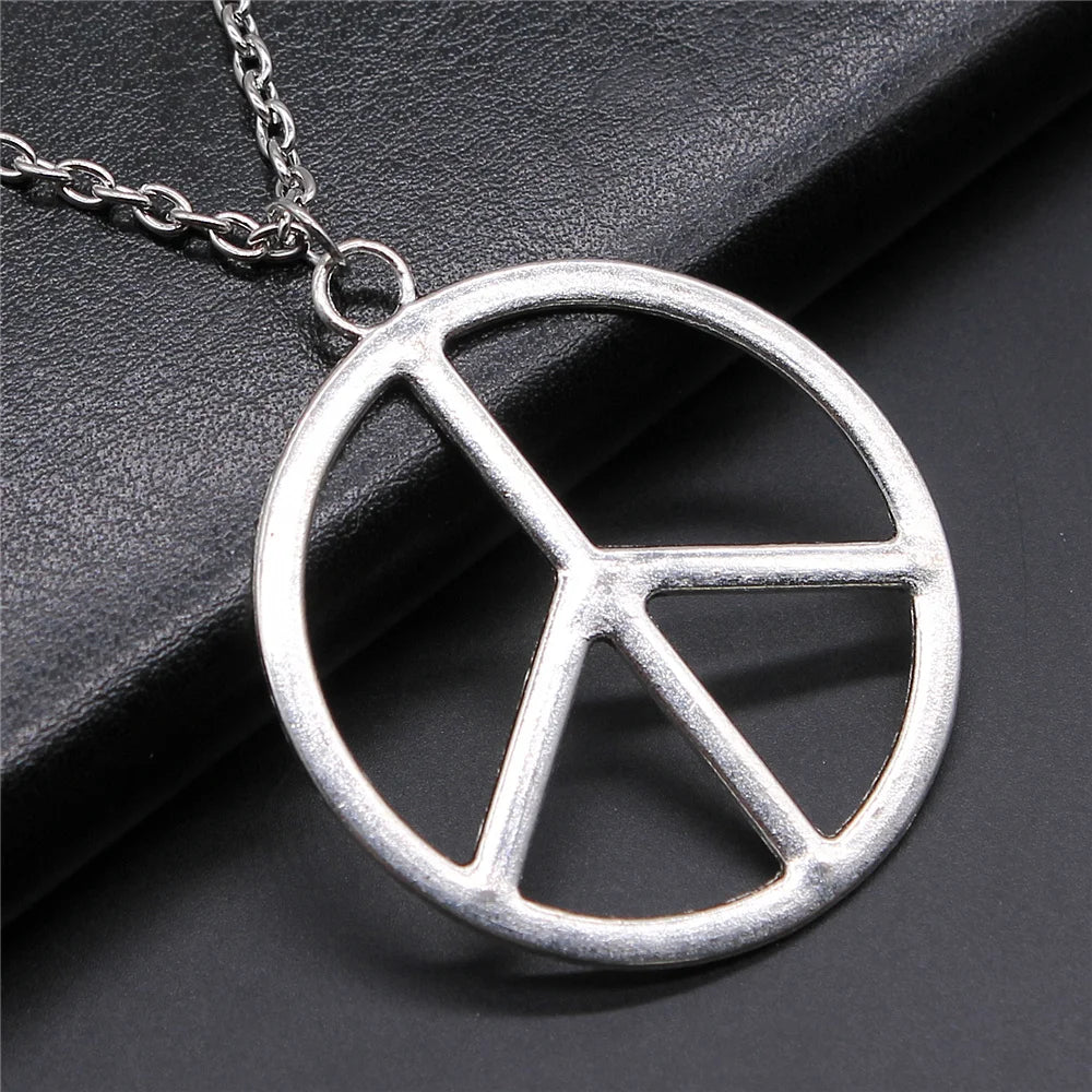 Big Peace Sign Pendant Necklace