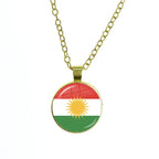 Kurdistan Flag Glass Pendant Keychain Jewelry Charm Bag Souvenir Key Ring