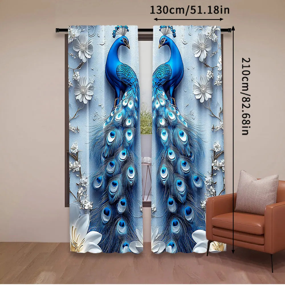 Gothic Blue Peacock Curtain