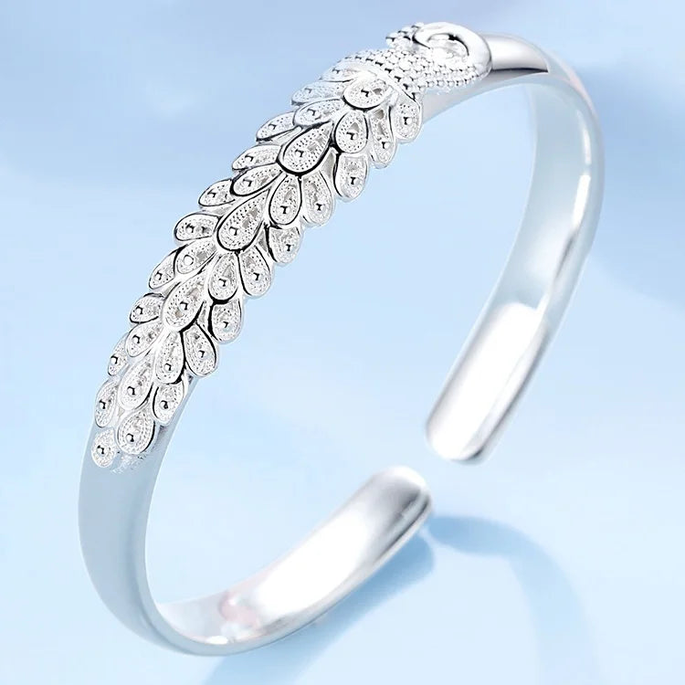 Adjustable Sterling silver elegant Peacock bracelet