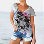 Skulls T-shirt Women's Short Sleeve, Day of the Dead