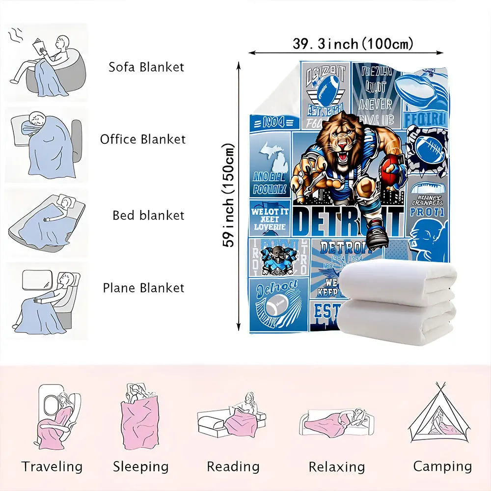 Detroit Football Legacy Collage Blanket -