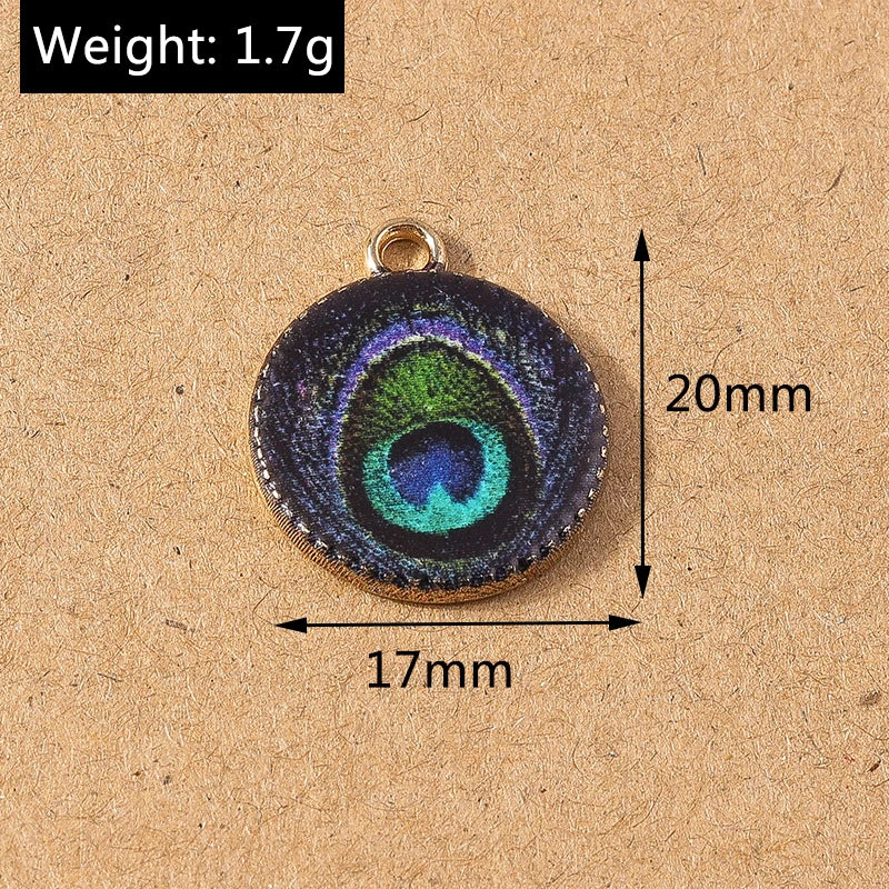 10pcs Enamel Peacock Feather