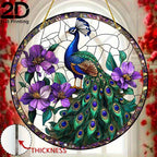 2D Flat, 1pc Vibrant Peacock Suncatcher