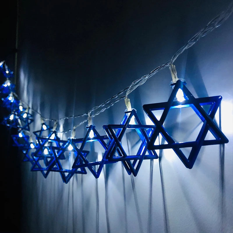 1.65M 10LED Judaism Mogen David Star Lights String Hanukkah Shavuot