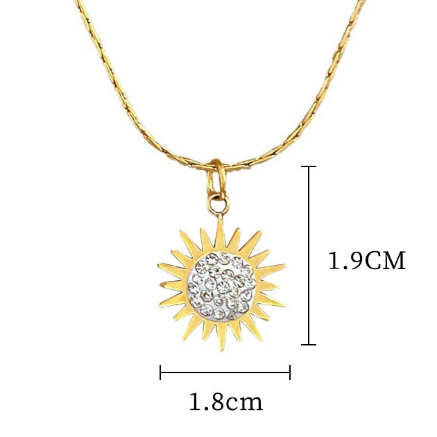 Stainless Steel Crystal Sunflower Necklace