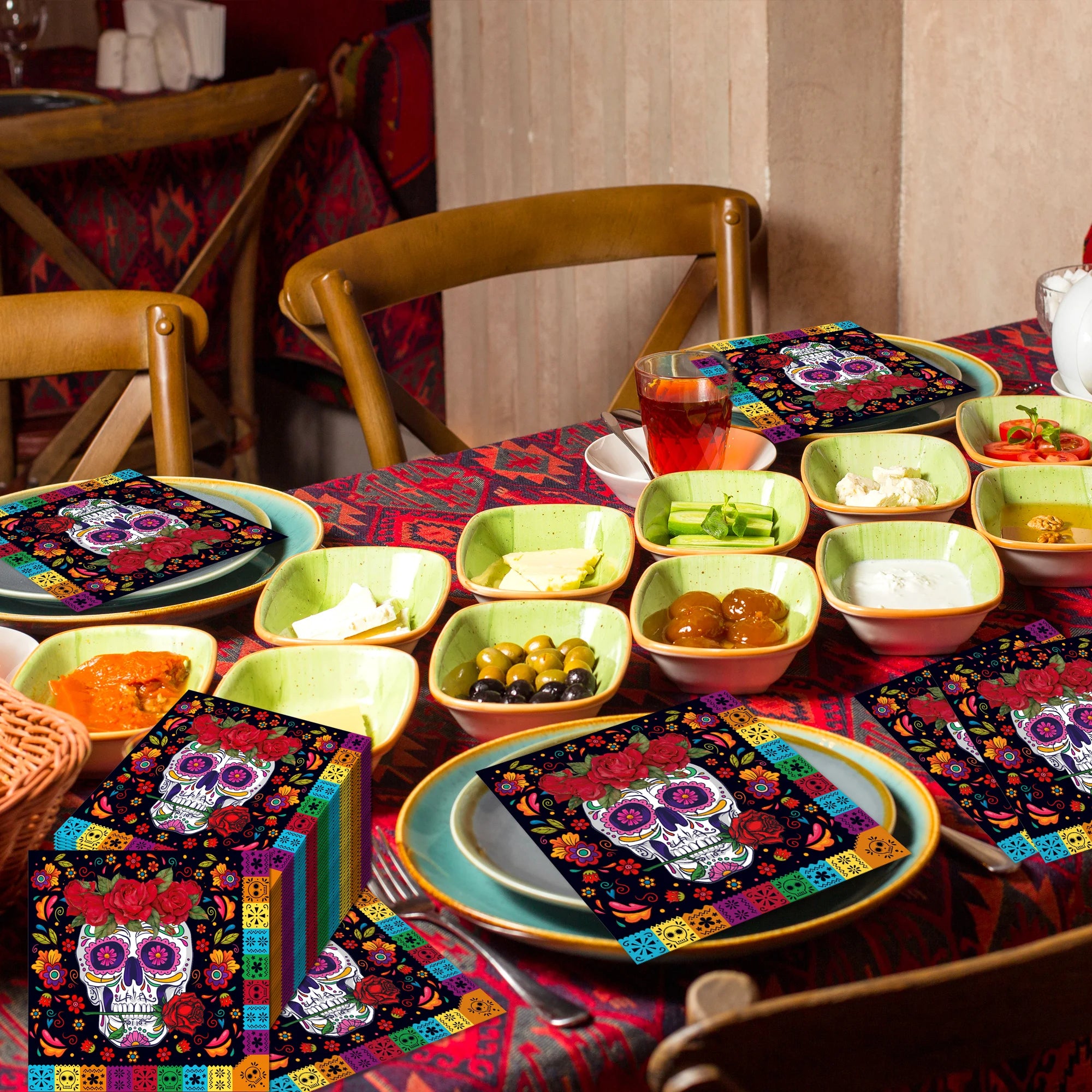 20pcs Skull Day Of The Dead Guest Napkins