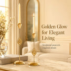 Set Gold Peacock Candle Holders