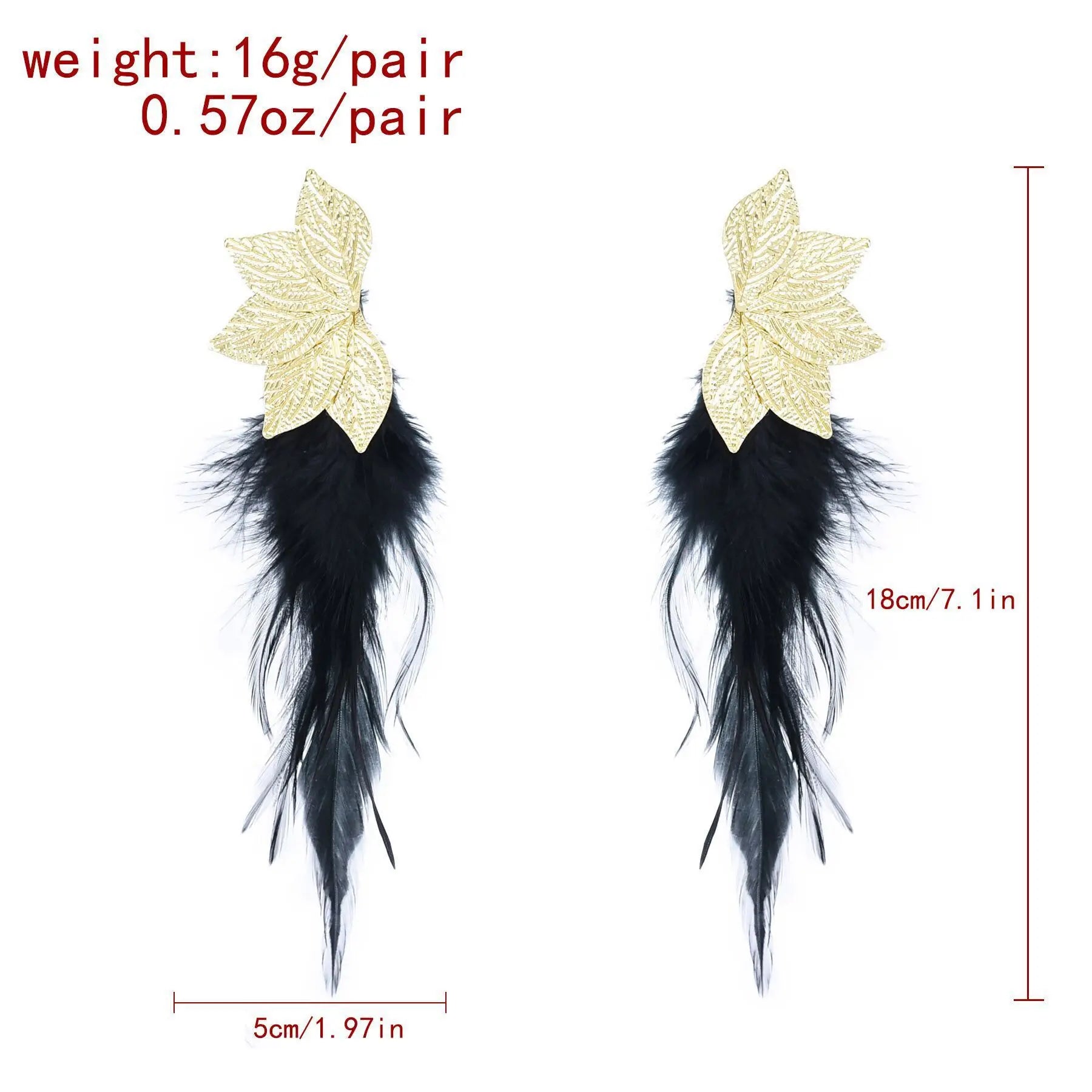 Brown Blue Feather Tassel Earrings