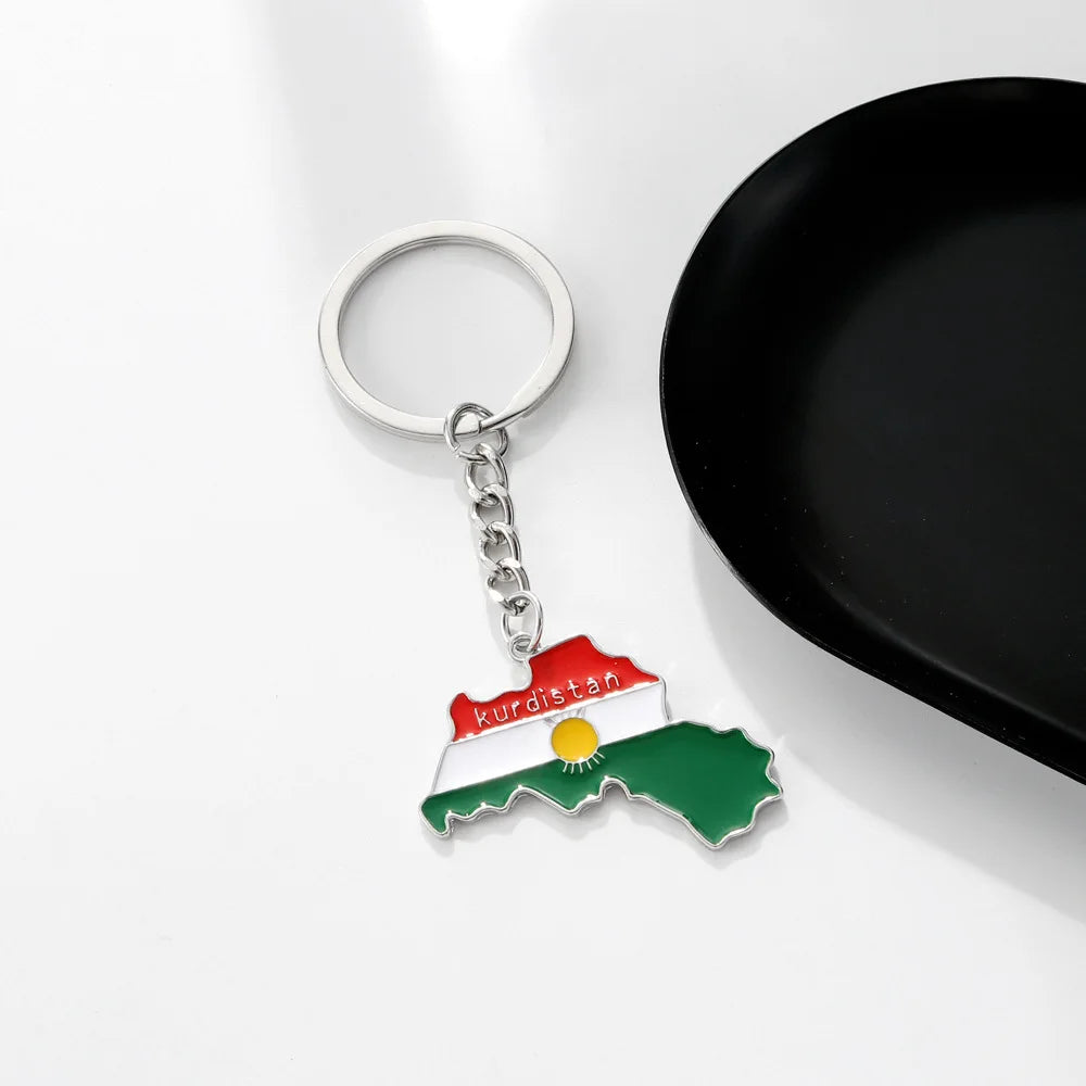 Kurdistan Flag Keychain Stainless Steel