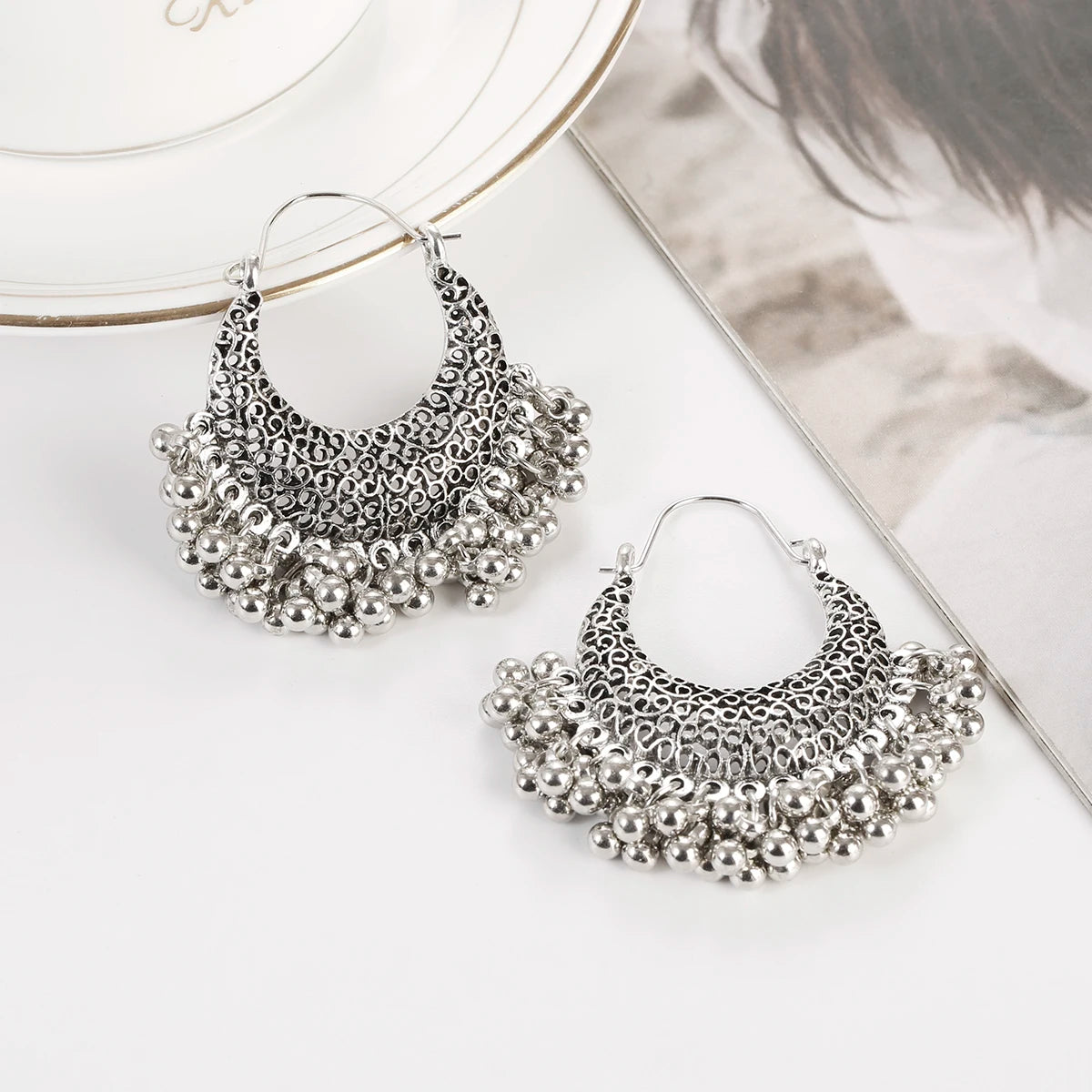 Boho Gold Color Beads Tassel Earring