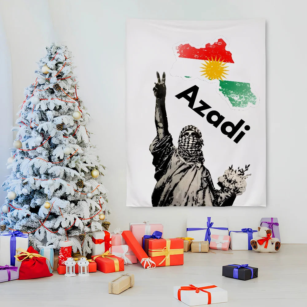 Kurdistan Eagle Map Azadi Flag