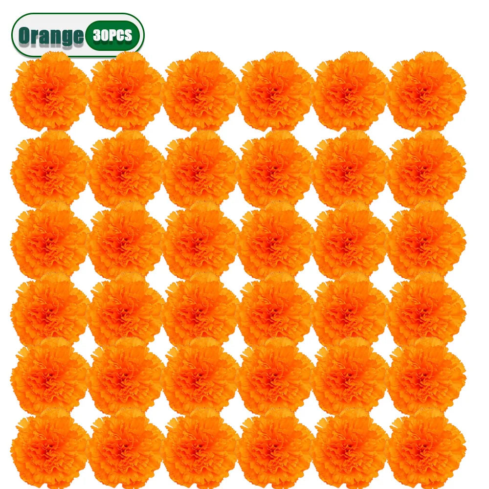 Artificial Carnation Marigold Flower for Diwali, Halloween, and Day of The Dead Party