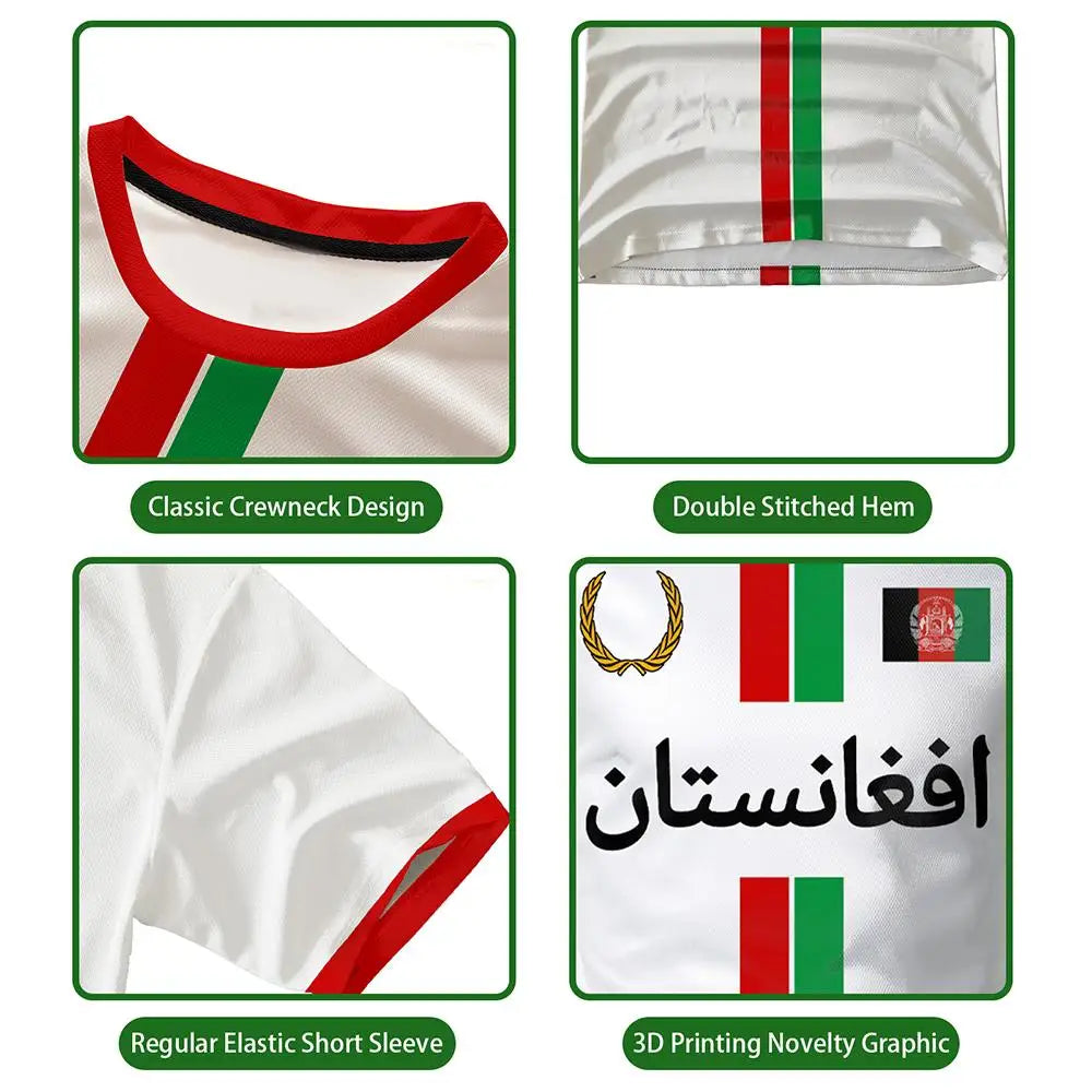 تيشيرت رياضي رجالي لكرة القدم بتصميم أفغاني، علم أفغانستان مطبوع، خريطة، ياقة دائرية، قميص رجالي سريع الجفاف ومسامي، بلايز كاجوال