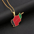 Afghanistan Map Flag Pendant Necklace