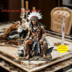 Chief and Eagle Crystal Tabletop Statue