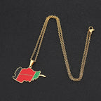 Afghanistan Map Flag Pendant Necklace