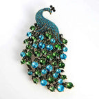 Vintage Crystal Peacock Brooch