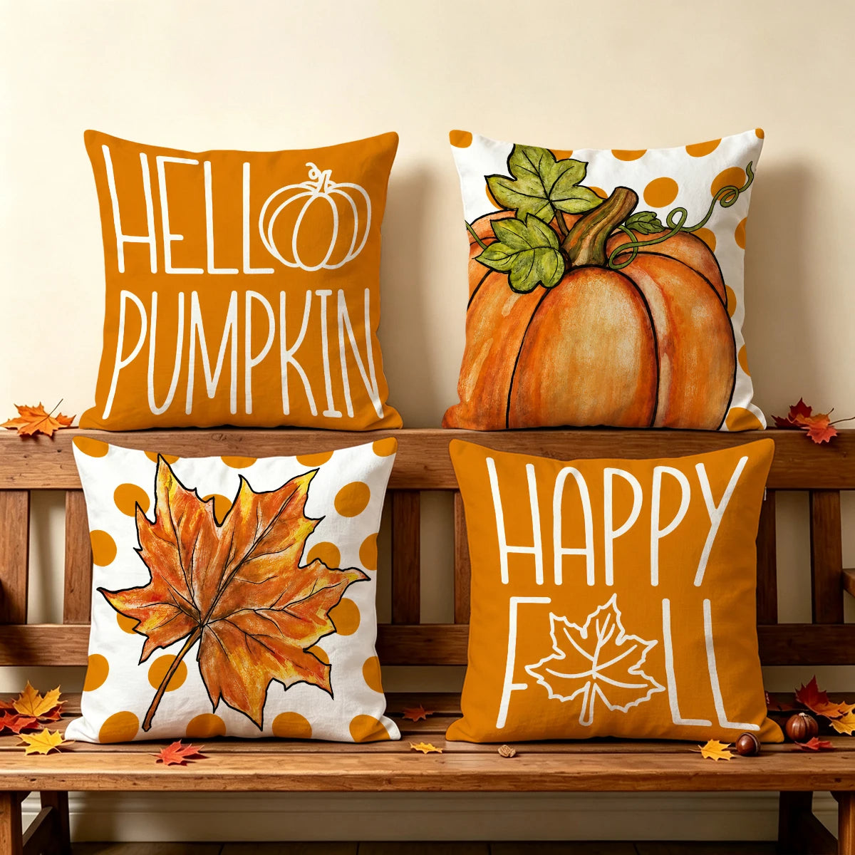 4pcs Autumn Thanksgiving Pillow Cover