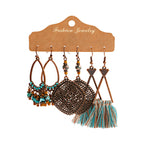 Vintage Bronze Irregular Geometric Triangle Arrow Tassel Dangle Earrings