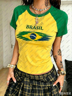 Brazil Style Print Tee Top