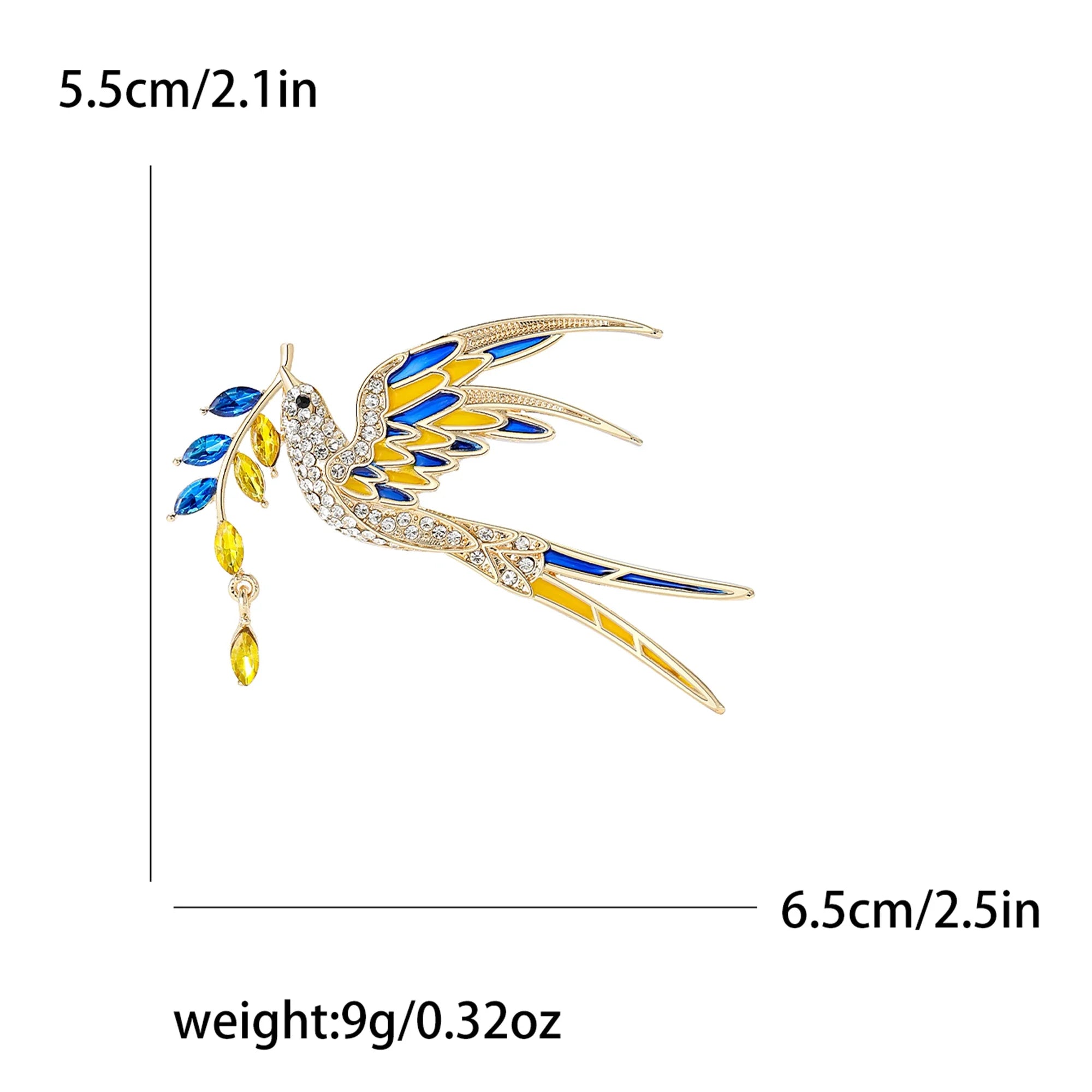 Enamel Peace Dove Ukraine Angel Bird Pin
