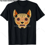 Cute Sugar Skull Cat Dia De Los Muertos Day of The Dead T-Shirt Mexican