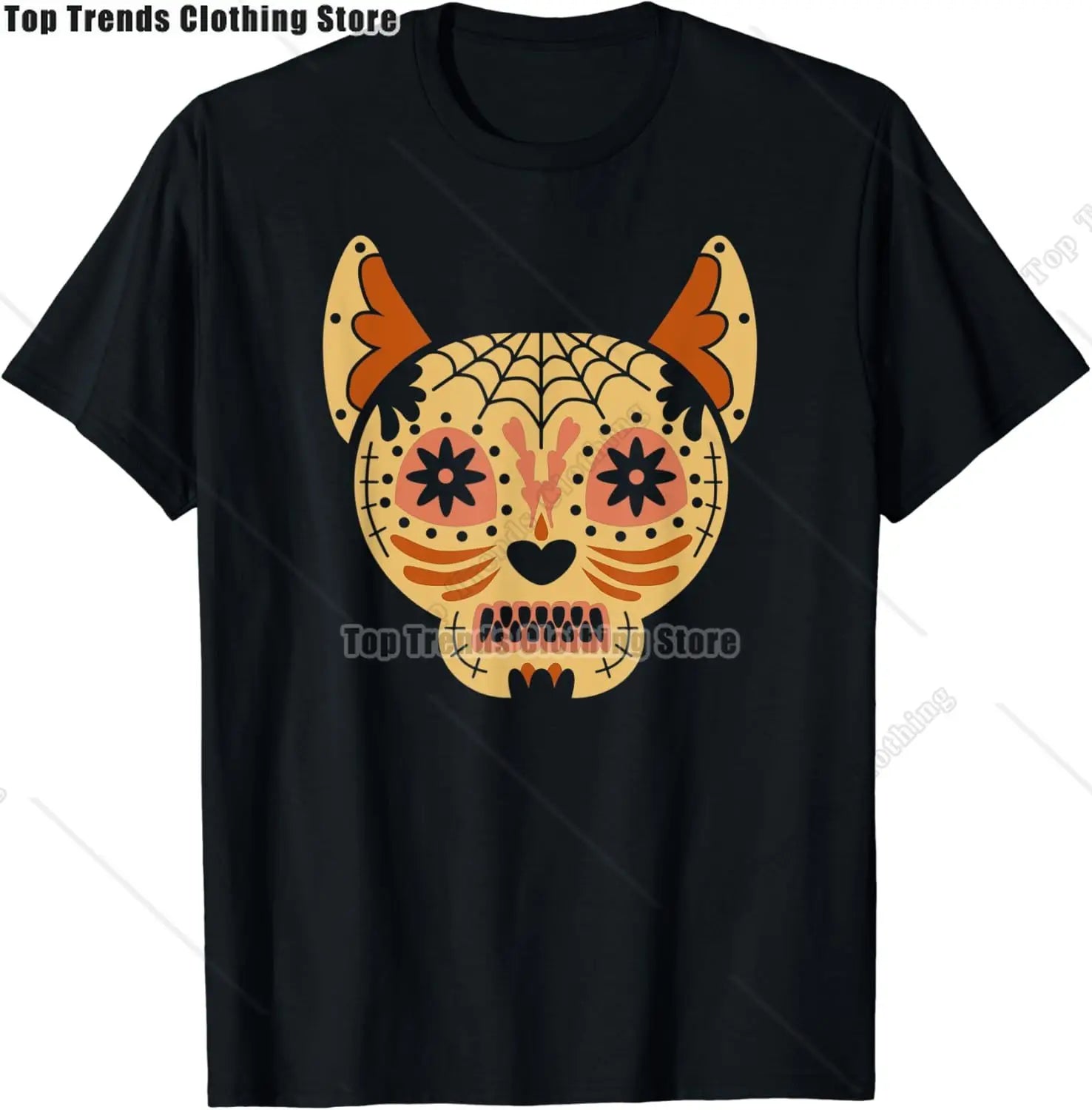 Cute Sugar Skull Cat Dia De Los Muertos Day of The Dead T-Shirt Mexican