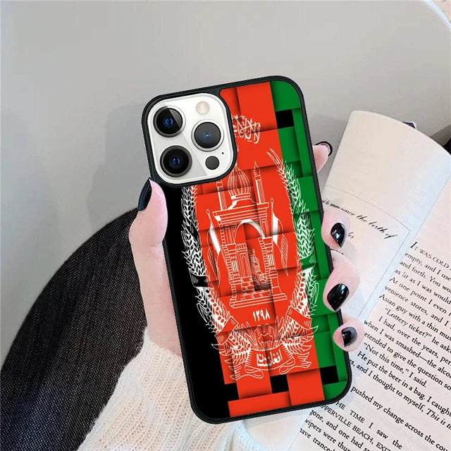 حافظات غطاء لهواتف آيفون 17 اير 16 15 14 12 13 11 برو ماكس آبل بلس SE2020 كوكيه بتصميم علم أفغانستان