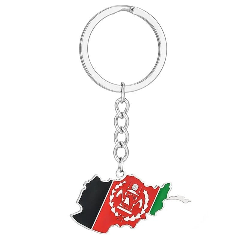 Afghanistan Flag Keychain Country Map