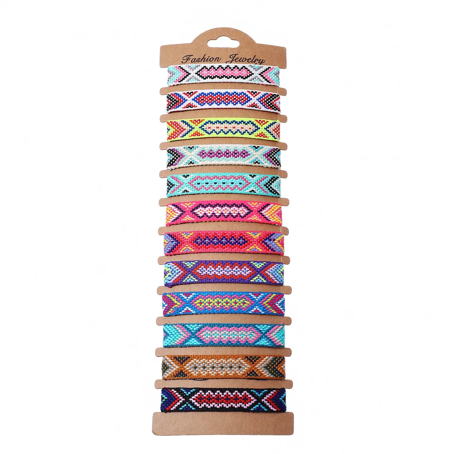 12Pcs/set Woven Bracelet Ethnic Rainbow Friendship Bracelet