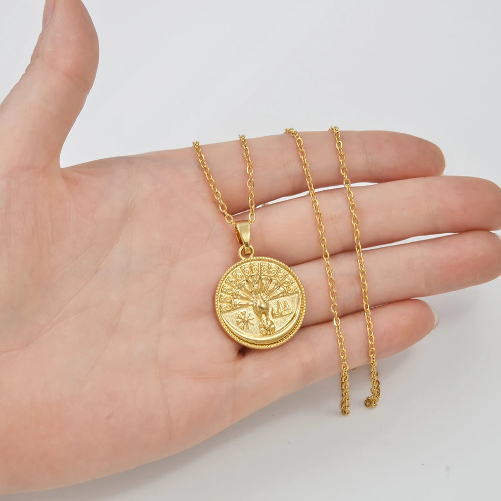 Yezidi Lalish Peacock Pendant Necklaces Stainless Steel
