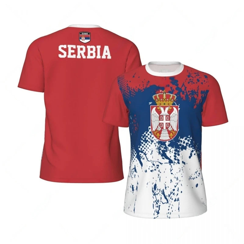 Fashion Serbia Flag Graphic Football T Shirts