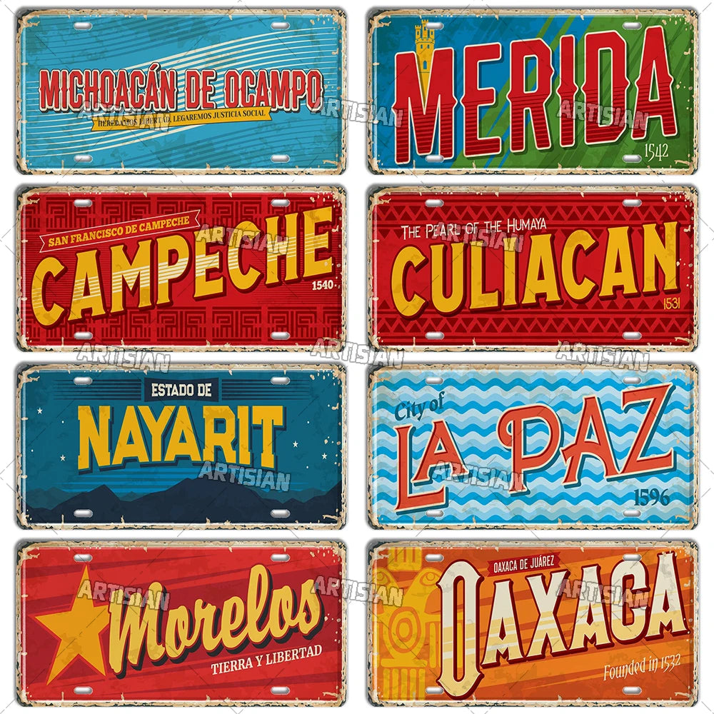Artisian MEXICO License Plate