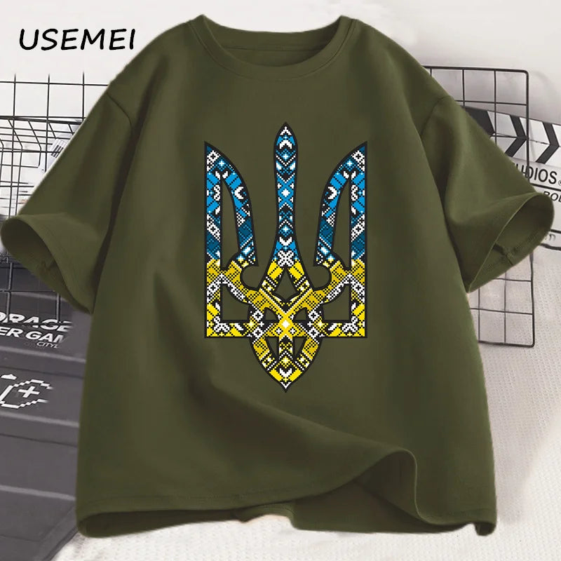 Ukraine Emblem Printed T-shirt O-Neck