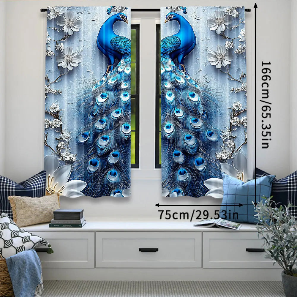 Gothic Blue Peacock Curtain
