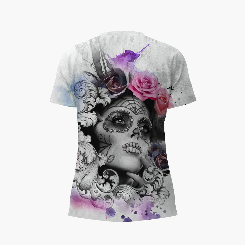 Skulls T-shirt Women's Short Sleeve, Day of the Dead
