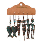 Vintage Bronze Irregular Geometric Triangle Arrow Tassel Dangle Earrings