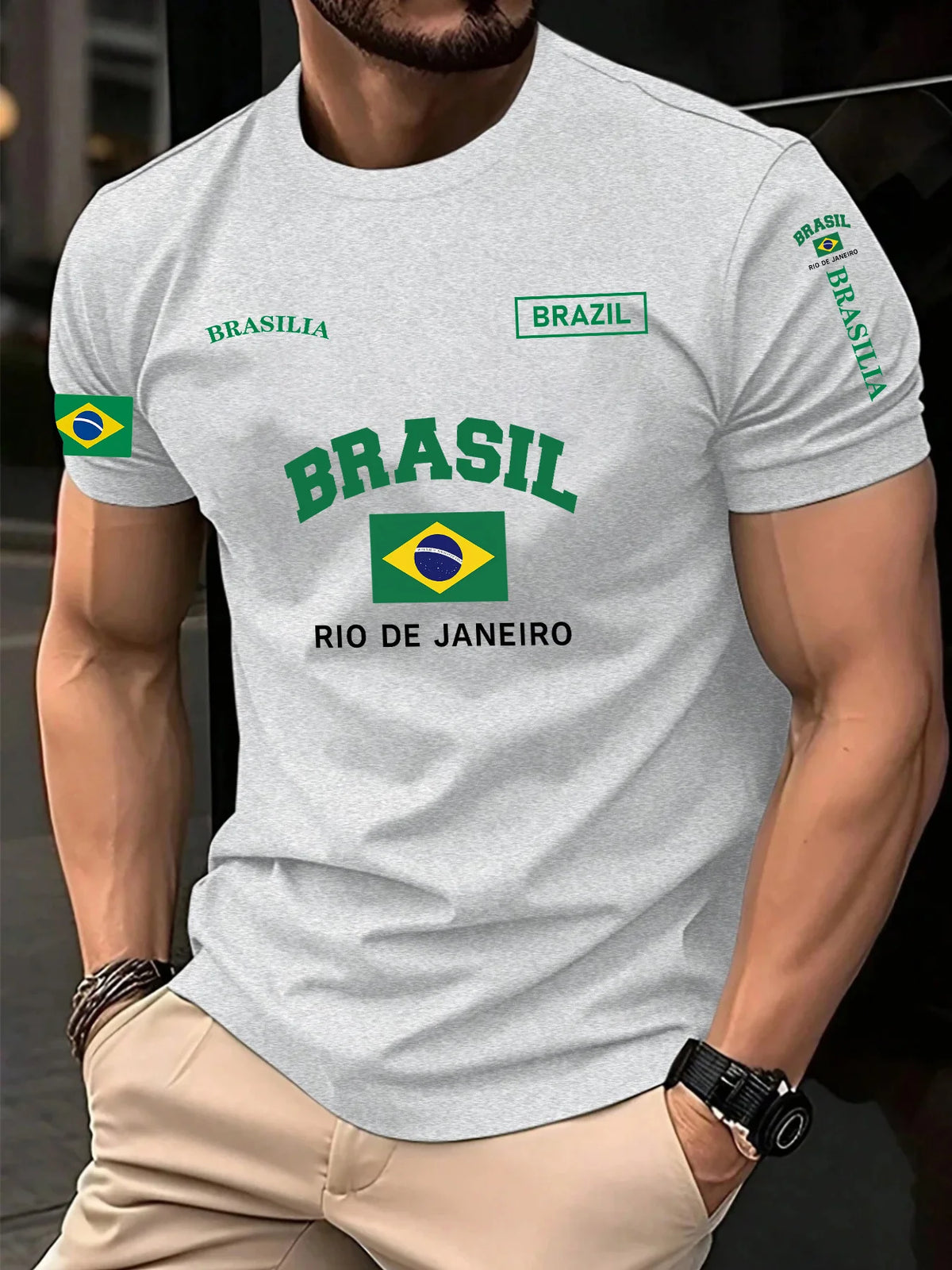 Brazilian Flag Print Tee Shirt