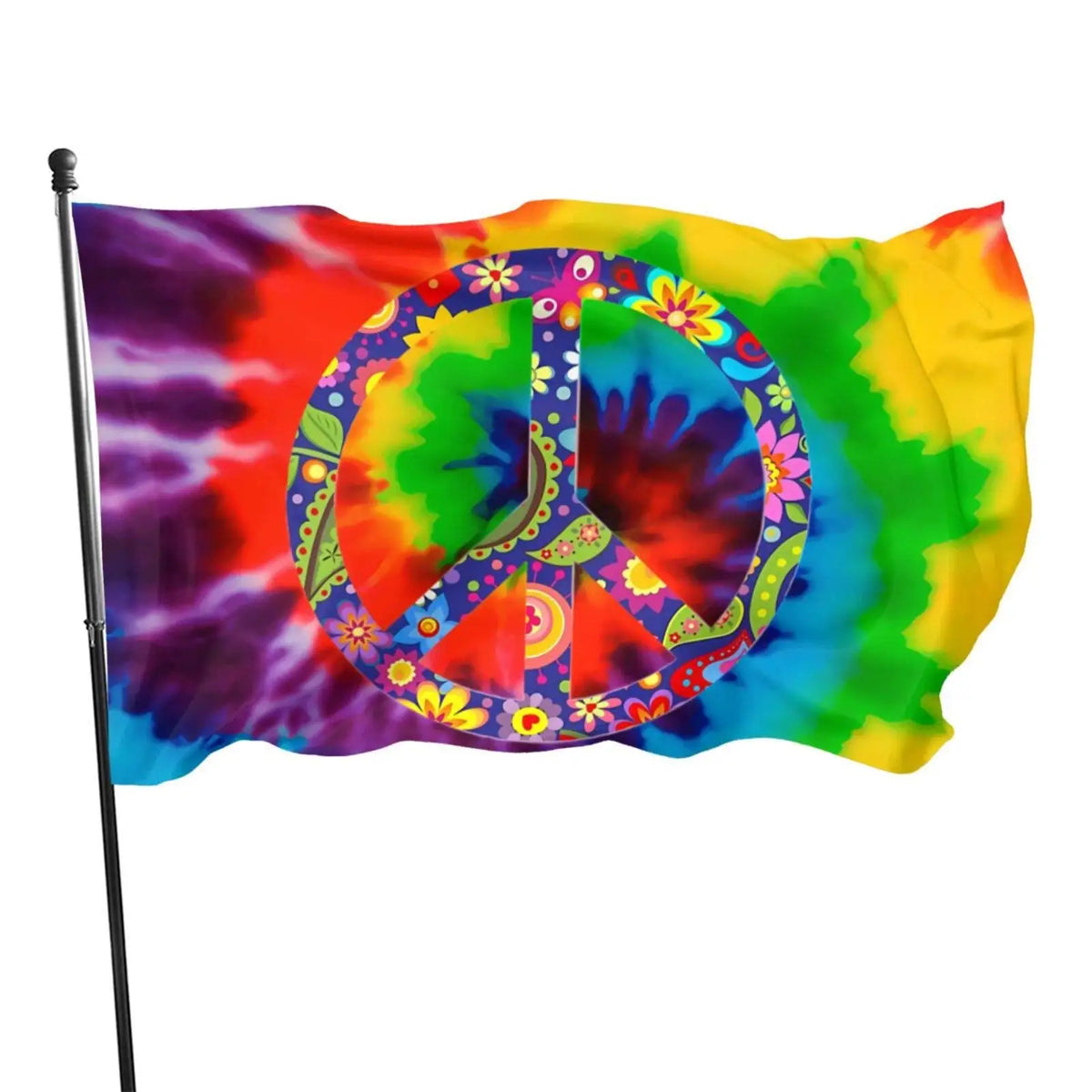 Hippie Peace Sign Flag Love and Peace