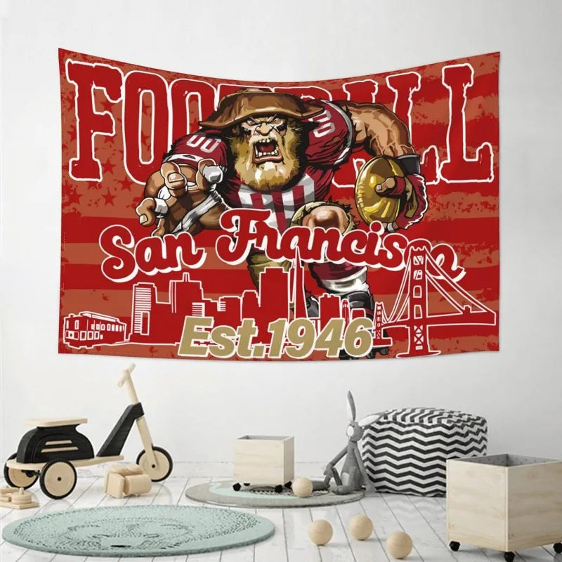 VIKAMA Fan Cave Tapestry with San Francisco 49ers Football Wall Decor