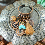 Ethnic Flower Feather Tassel Rings For Women Vintage Antique