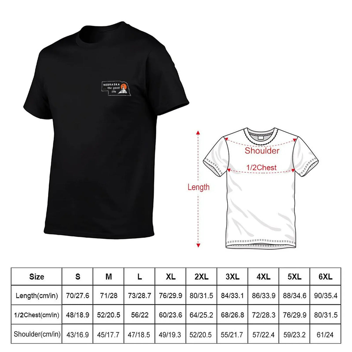 Nebraska Map - The Good Life T-Shirt
