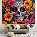 1 large sugar skull flower party banner - Mexican Day of the Dead